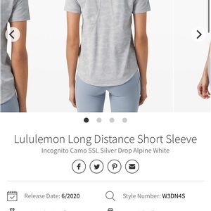 lululemon “long distance” short sleeve shirt